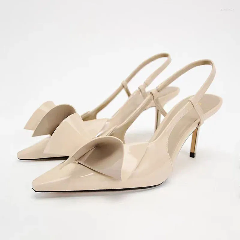 Traf Khaki Geometric Bow Stilettos Thin Mid Heels Slingback Sandals 4 182 DHgate