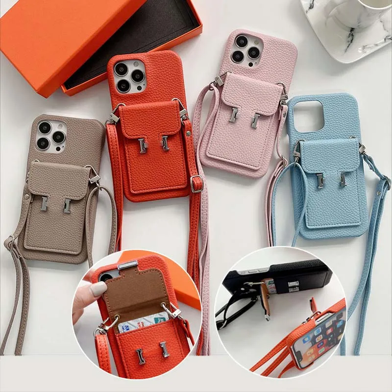 Leather Crossbody Phone Case: Designer Wallet Card Holder For