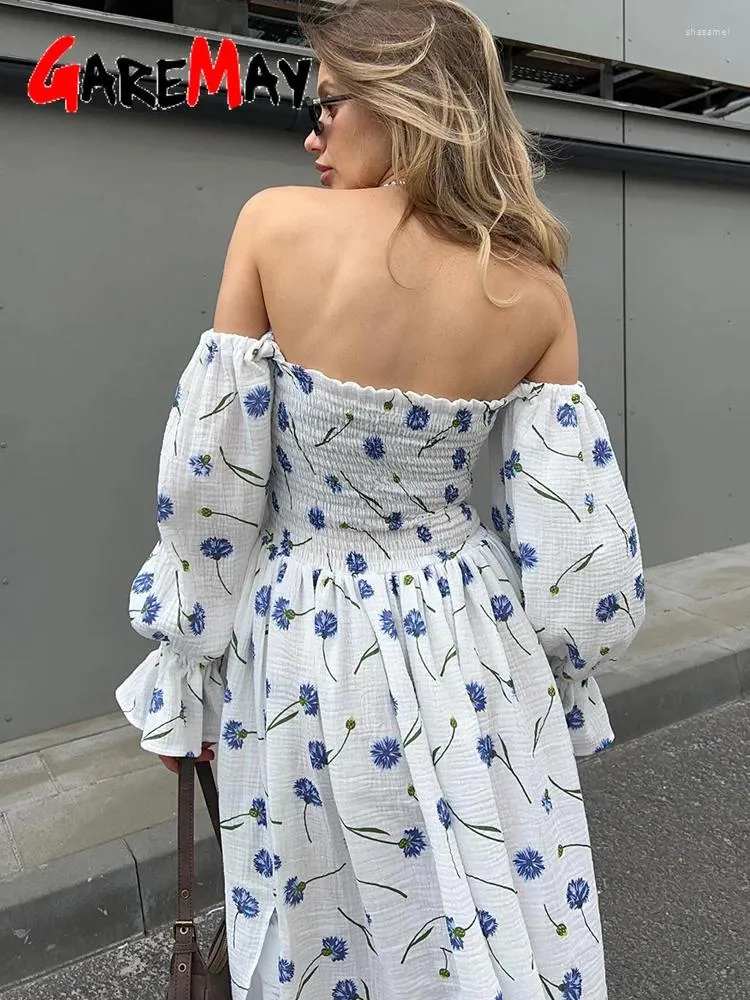 Womens Cotton Midi Dress with Floral Print, Ruffle, Side Slits, and Square  Collar in Fit and Flare Silhouette from Dhgate Basic & Casual Dresses -  price 47.63