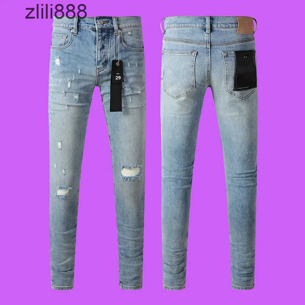 Jeans da uomo con spacchi al ginocchio in resina viola ROCA a vita bassa e skinny, pantaloni da uomo di nuova tendenza alla moda americana High Street_voghion.com