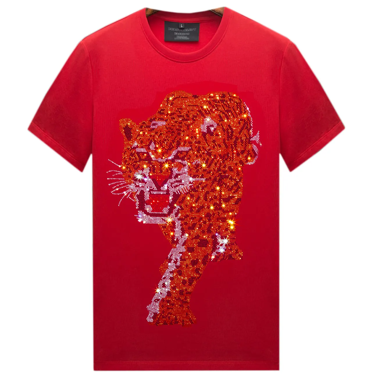 Wholesale Vintage Rhinestone Crewneck T Shirt Red, Casual