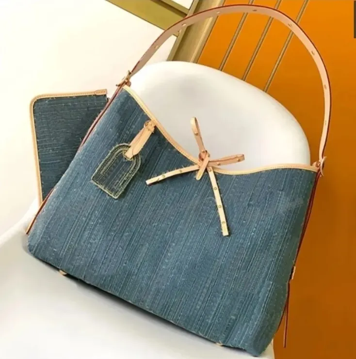 Denim Blue Tote Bag Carryall Mm Shoulder Bag Medium Handbag PM Top Quality Canvas Leather Fashion Designer Shopping Bag Mini Moon Purse 10A Clutch allWallet cowboy