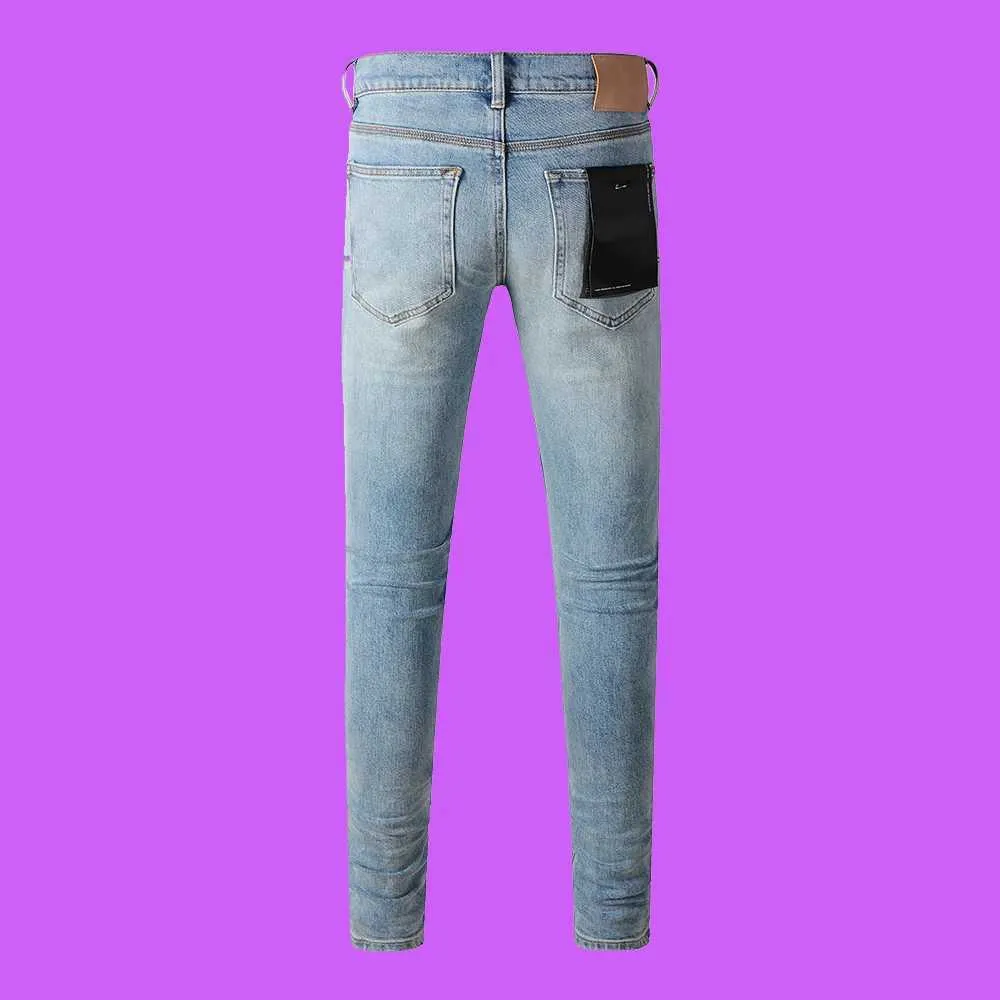 Jeans da uomo con spacchi al ginocchio in resina viola ROCA a vita bassa e skinny, pantaloni da uomo di nuova tendenza alla moda americana High Street_voghion.com