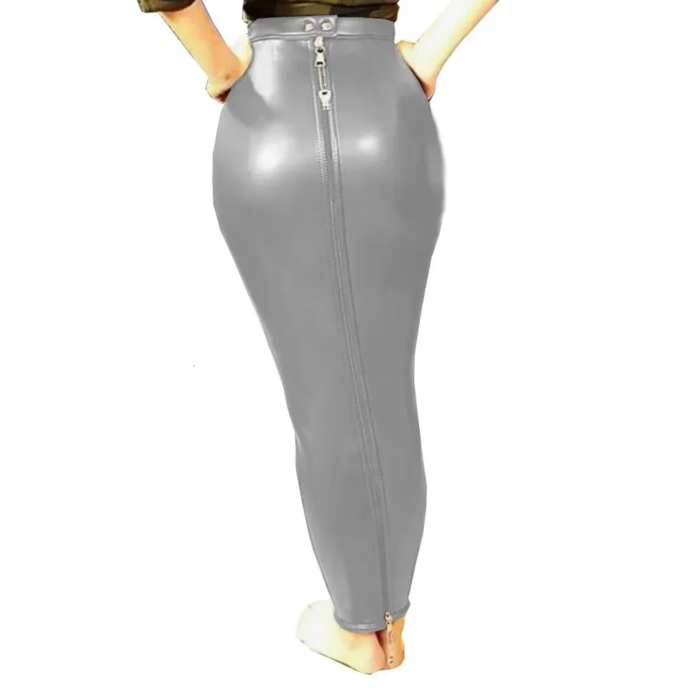 High Waist Bodycon Hobble Lockable Full Zip PU Leather Skirt Women Slim  Long Pencil S-7XL from Dhgate Skirts - price 80.11