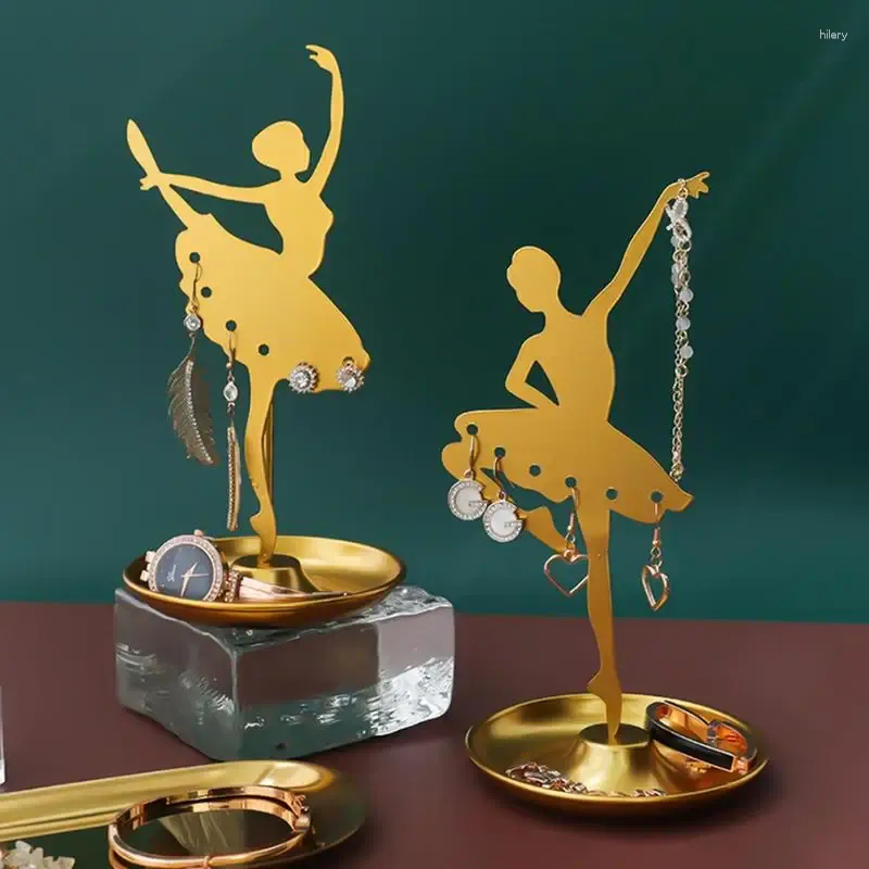 Ballerina Jewelry Stand Metal Earring Holder Decorative Organizer for Necklaces Girls Room Decor Durable Display