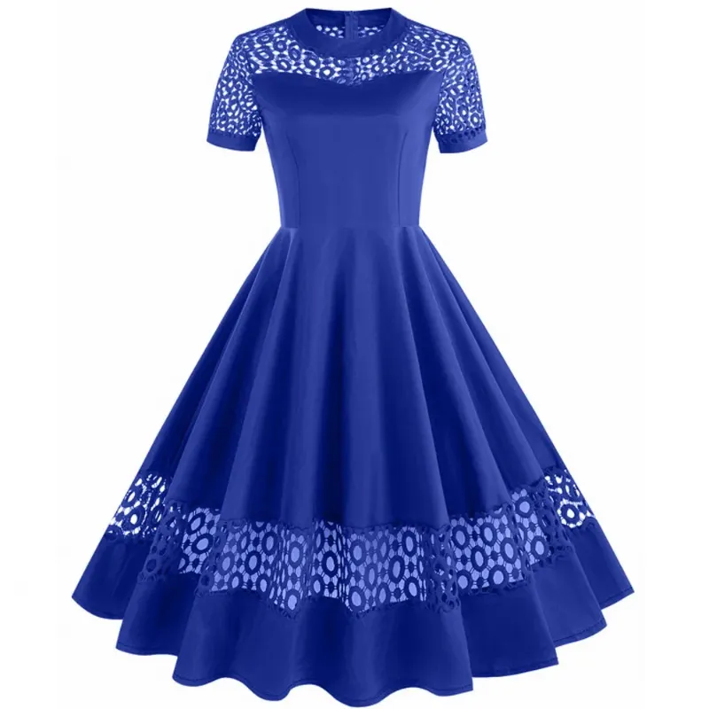 fitted lace wedding dress Black Pleated Dress with Lace Sailor Collar – Retro Summer Casual Elegance main image 1