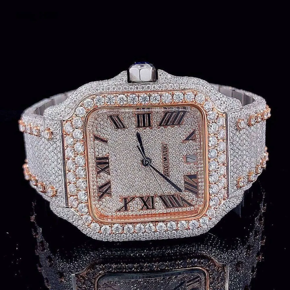 VVS Moissanite Watch Luxury Stainless Steel Square Case 26mm  display picture 3