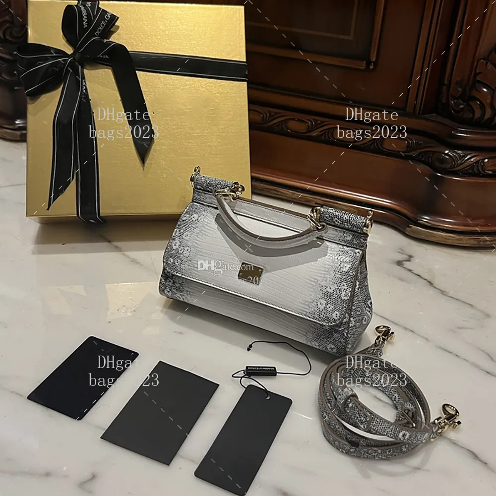 designer Party tote bag 1 1 Mirror quality Calfskin Lizard tote bags 18 CM lady Evening bag Shoulder Bag With box LD01F