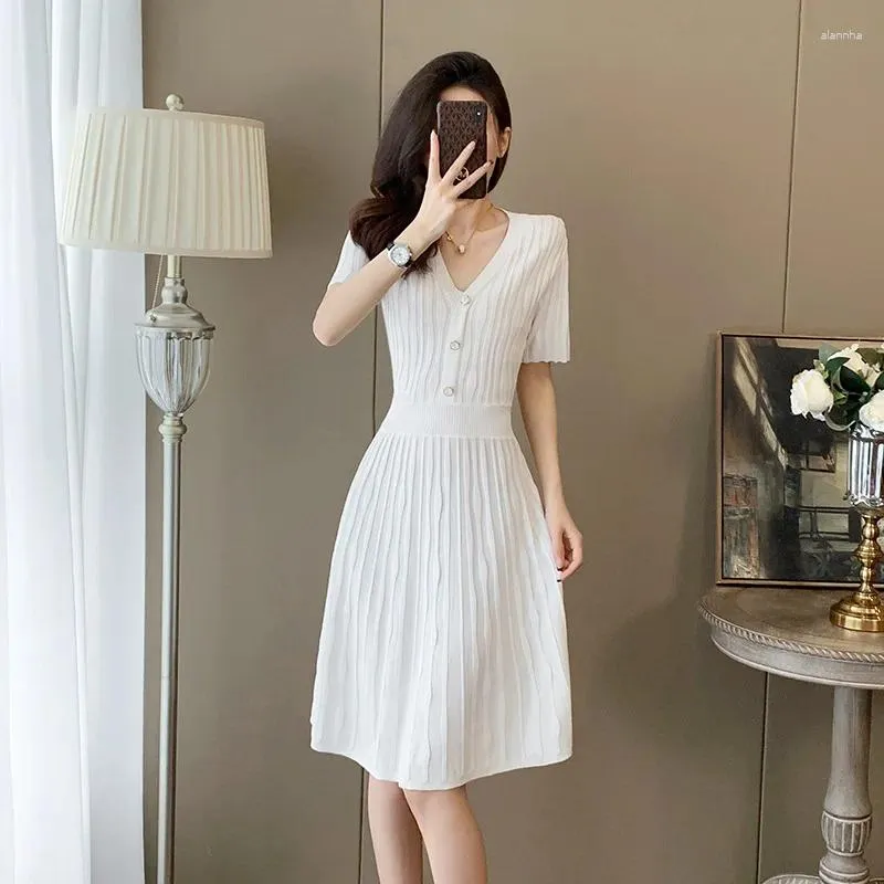 Summer Womens Short Sleeved Korean Party Dress Elegant Fashion Casual Solid Color Skirt From Alannha 16.45 DHgate.Com