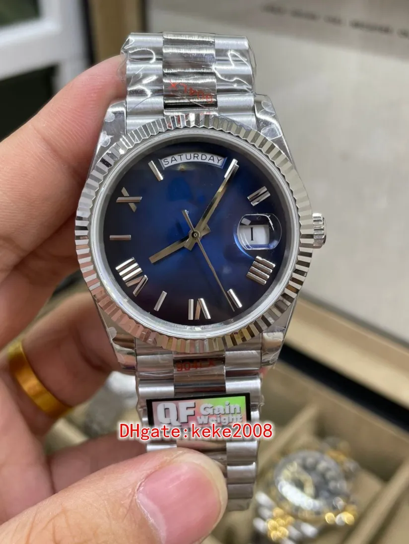 Mens quartz watch 40mm 904L stainless steel blue gradient  display picture 2