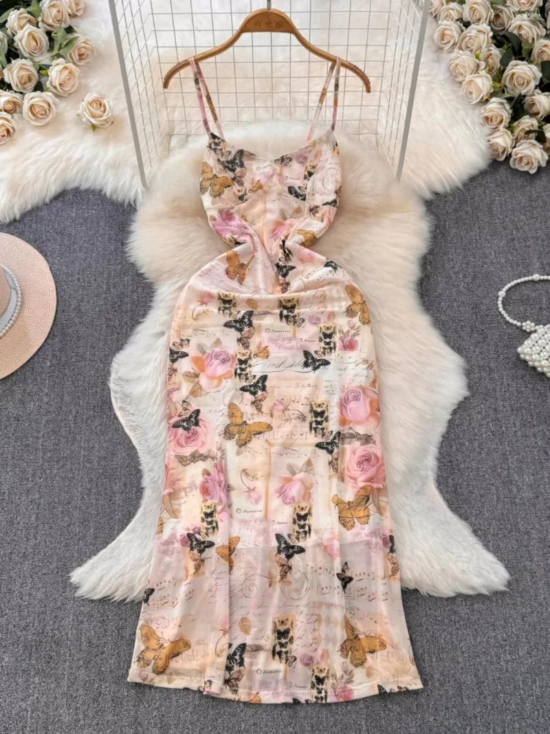 Elegant Floral Print Silk Dress for Women