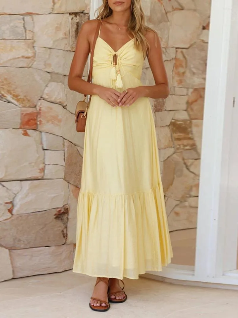 Casual Dresses Women Summer Long Cami Dress Solid... From Julia_dress,  $40.75 In Bulk