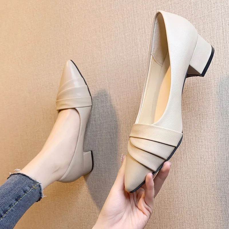Womens Leather Pointed Toe Side Buckle Medium Heel Dress Shoes - Formal  Elegant from Dhgate Dress Shoes - price 23.63