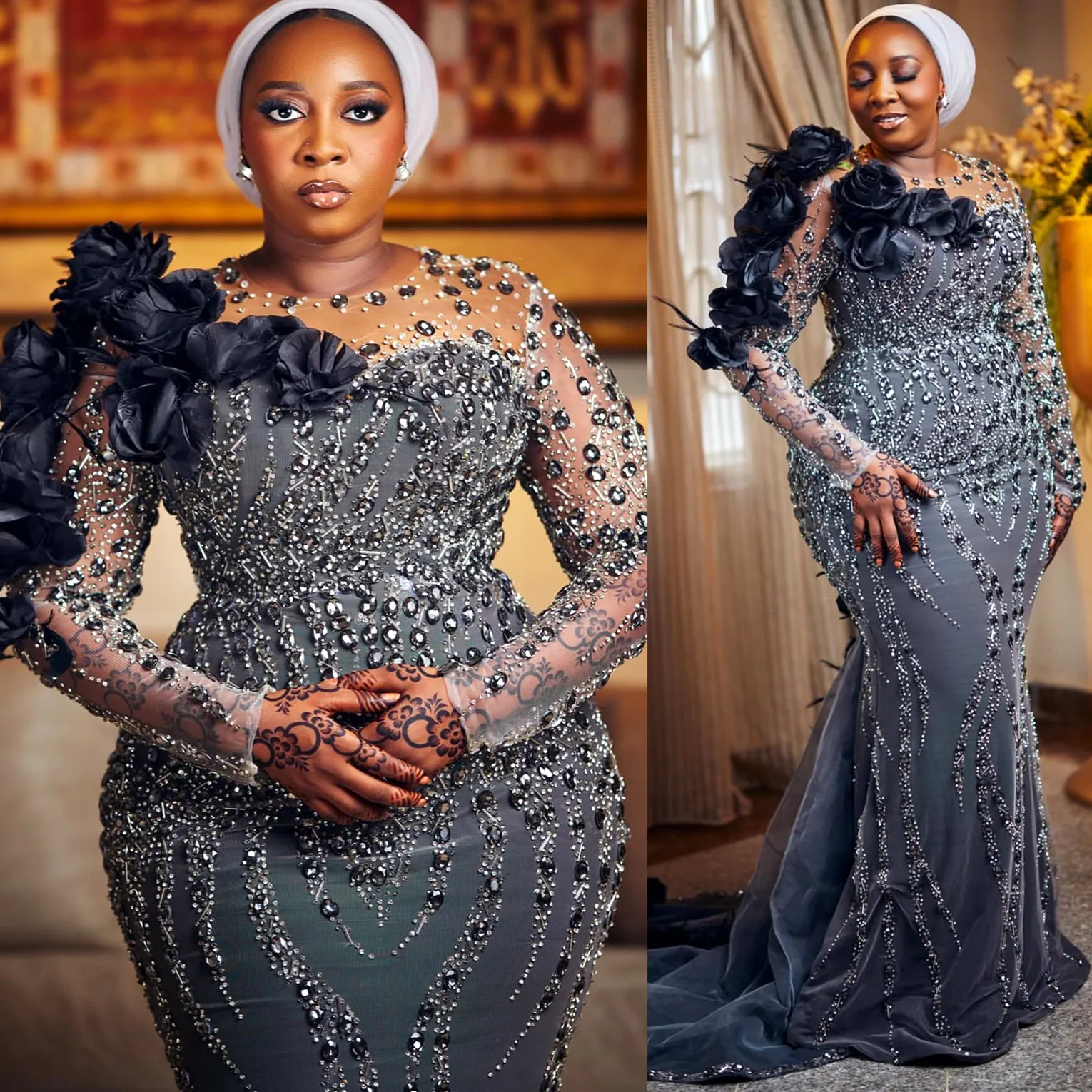 Grey Mermaid Dark Grey Prom Dress For Plus Size Women 2021 Collection With Crystals For Luxurious Occasions Evening Formal Parties Second Reception Birthday And Engagement ZJ702 From Chic cheap 344.73...
