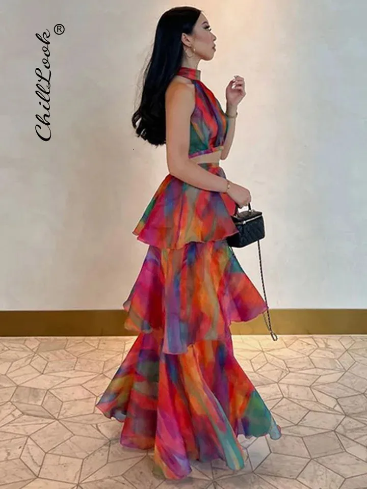 strapless open back dress Ruffle Maxi Dress in Red | Hand-Dyed Cotton Maxi Dress