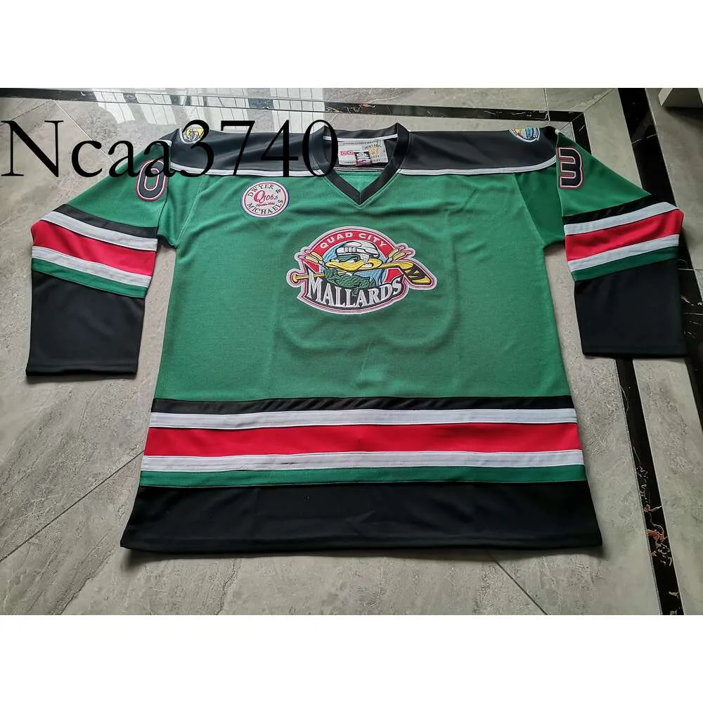 N374 Hockey jerseys Physical photos Quad City Mallards 03 GREEN Men Youth Women High School Size S 6XL or any name and number jersey