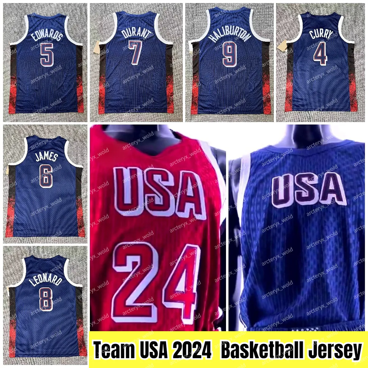 Paris 2024 USA James Curry Embiid Haliburton Kawhi Leonard Kevin Durant Anthony Edwards Dream
