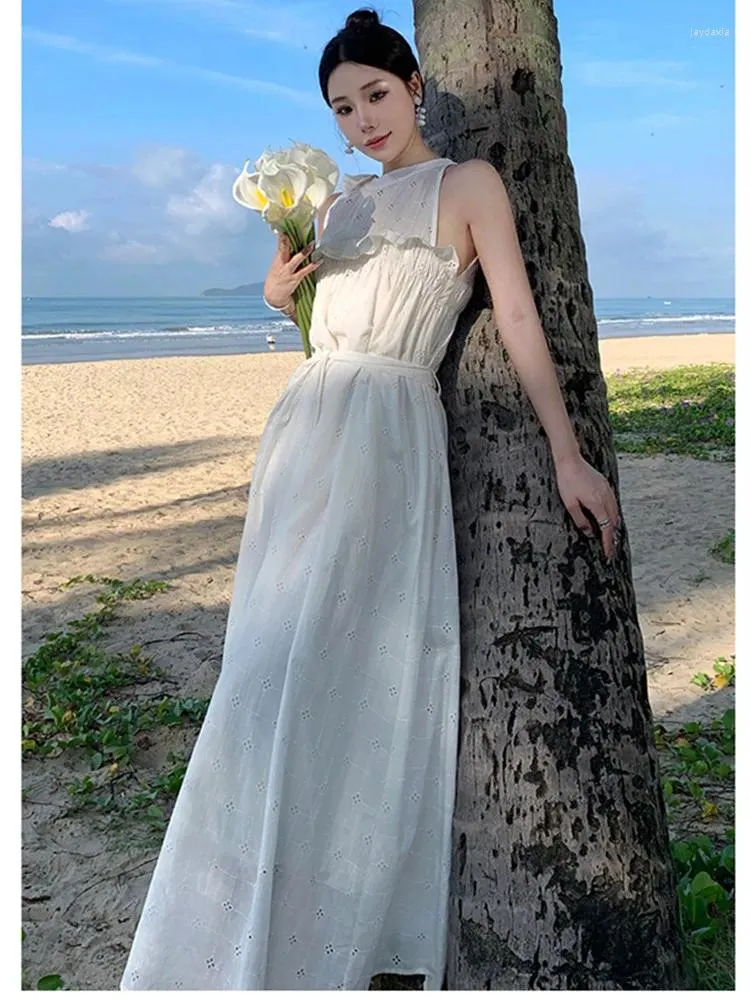 White Cotton Strapless Backless Casual Summer Dress with Embroidery and  Ruffles for Women from Dhgate Basic & Casual Dresses - price 43.3