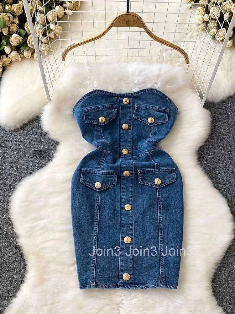 Pure Desire Strapless Denim Dress Slim Waist... From Join3, $35.18 In Bulk  | DHgate.Com