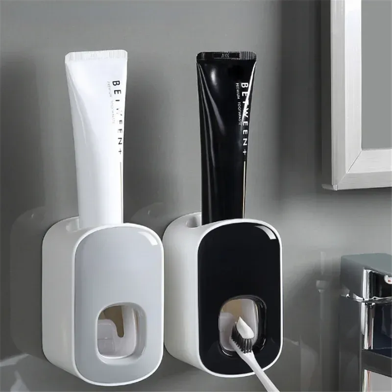 Automatic Toothpaste Dispenser Toothbrush Holder Wall Mount Kit ...