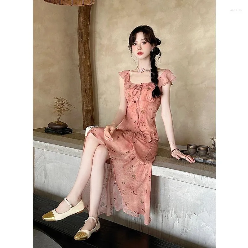Vintage Backless Print Party Dress - Elegant, Sexy, and Perfect for Summer Vacation and Evening Events