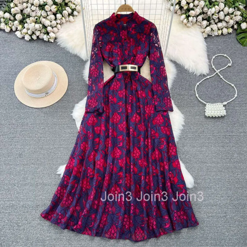 Long sleeved lace dress with stand up collar and waist-up slim A-line  silhouette for mature women from Dhgate Basic & Casual Dresses - price 38.7