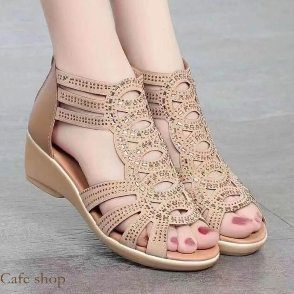 Casual Simplicity Patchwork Fish Mouth Wedges Shoes Casual Simplicity Patchwork Fish Mouth Wedges Shoes