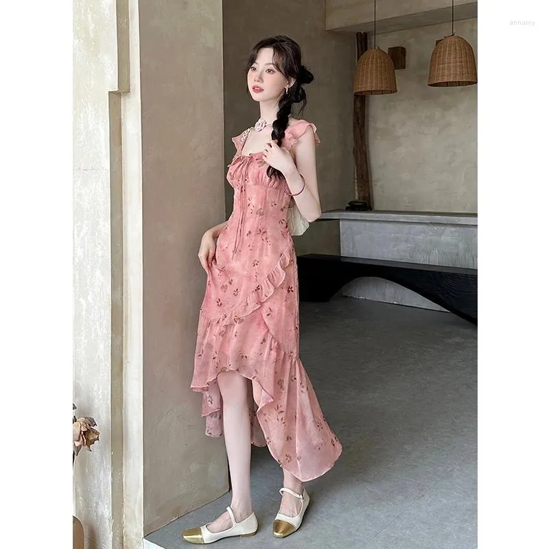 julia dress Elegant White and Beige Floral Print SS with baless