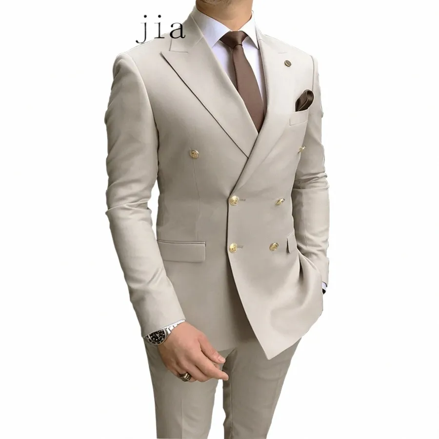 DHgate.com:2024 Mens Double-Breasted 2-Piece Business Suit