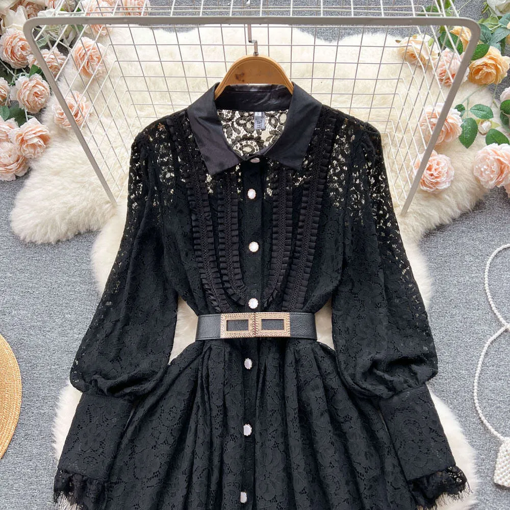 Lapel Collar Heavy Work French Lace Dress ... From Join3, $35.68 In Bulk |  DHgate.Com
