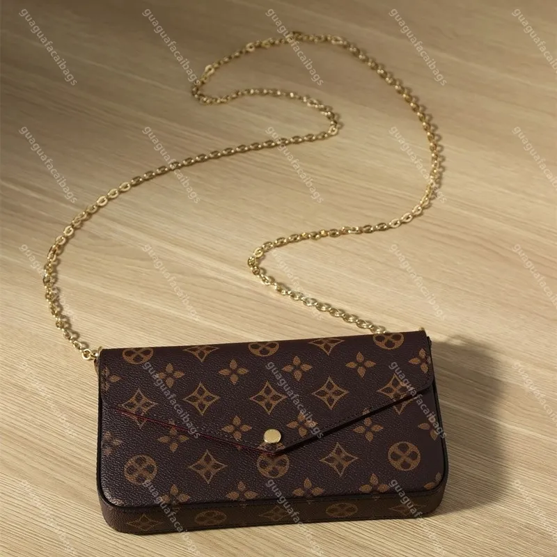 Litchi Leather Crossbody Bag Set with Coin Purse Pcs Designer Handbag  for Women