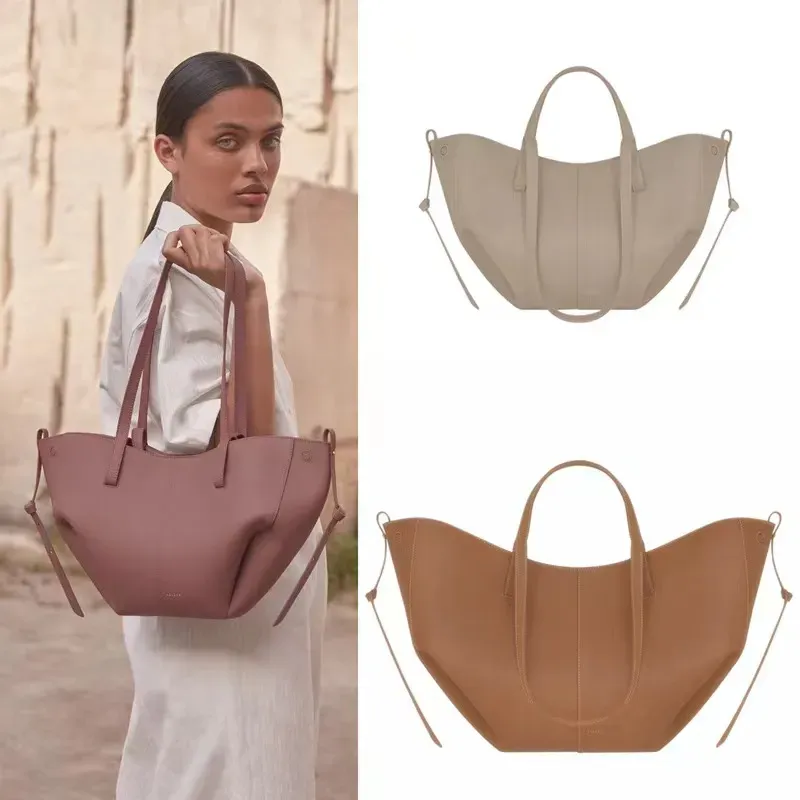 DHgate.com:Camel Leather Half Moon Tote: Textured Duo