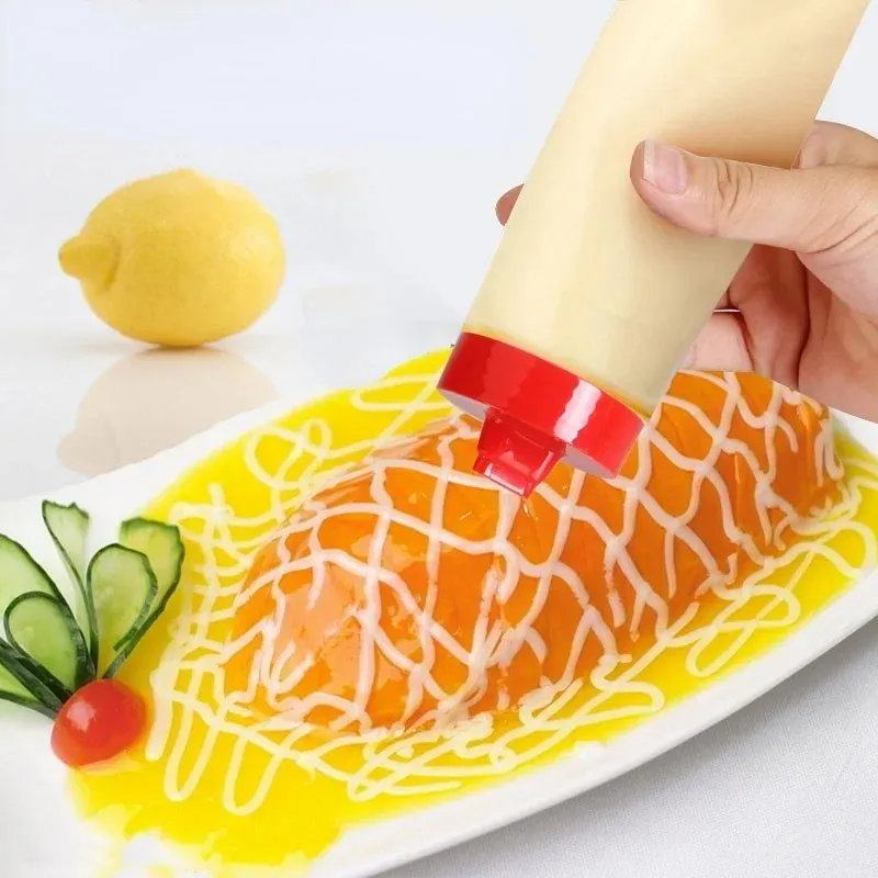 4-Hole Sauce Squeeze Bottle - 300ml Food Safe Resin Condiment Dispenser For Ketchup, Mayo, Oil, Icing (Yellow) - View #9