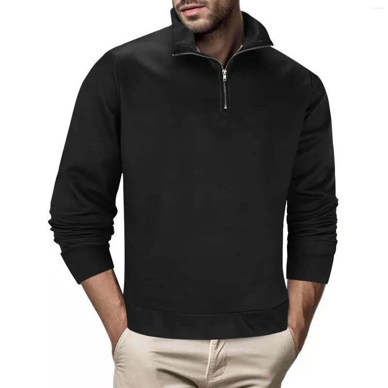 Men s Hoodies Fuzzy Zip Up Hoodie Sweatshirt Quarter Cargo Pullover Stand Collar Sweater Workout Gym Sports Running Tall Mens