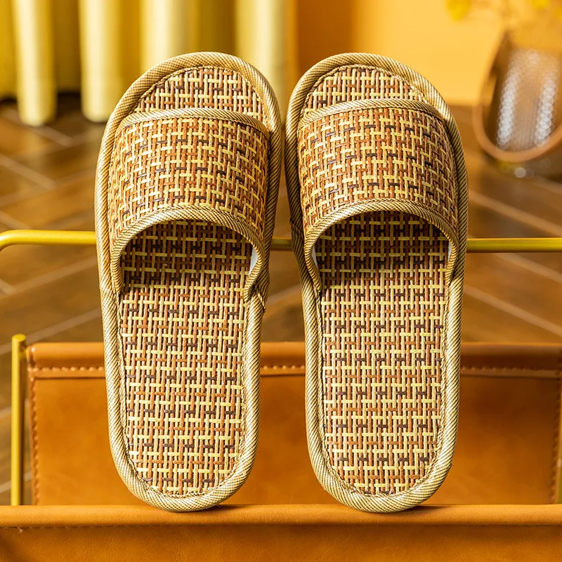 【INCHANT ME】Ethnic Rattan Slippers Summer Rattan Woven Fashion mens slippers for Men and Women