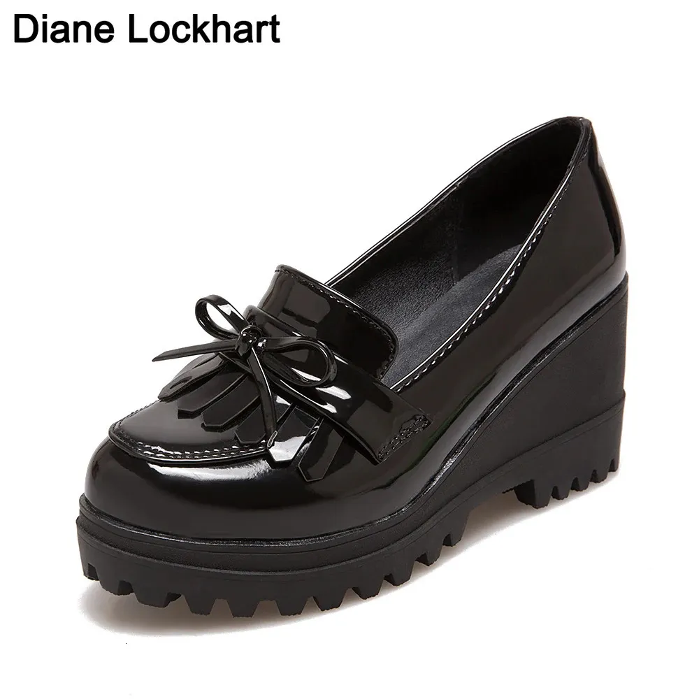 Womens Loafers Shoes Round Toe Wedges Female Footwear Fashion