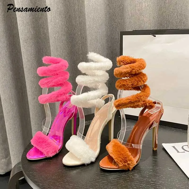 Faux fur strap heels hotsell
