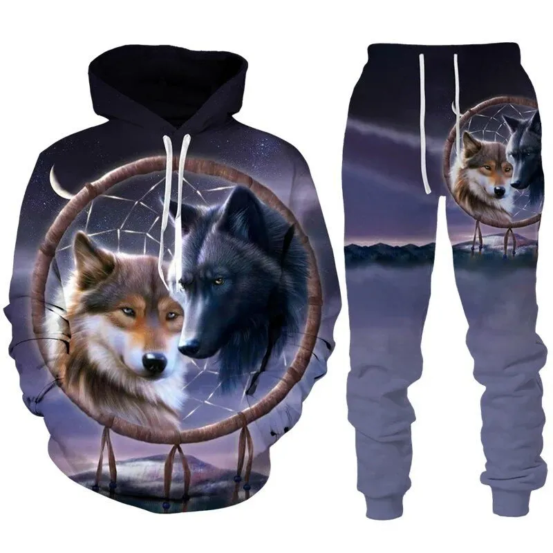 Men's 3D Printed Wolf Hoodie - Full Zip Pullover Sweatshirt With Moon Fox Galaxy Design, Sizes XS-5XL - View #7