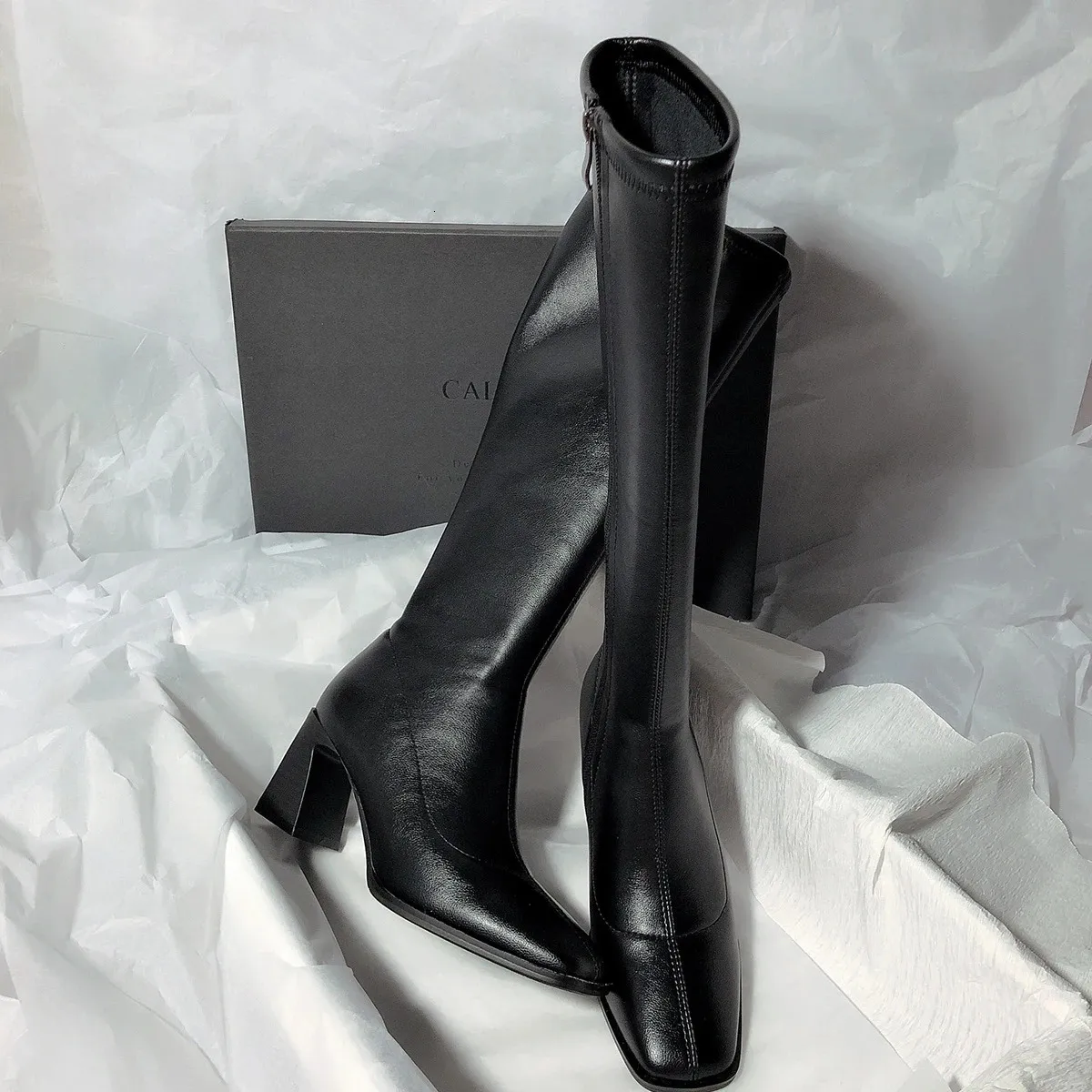 Thigh High Macy's Black Patent Leather Boots Premium Quality