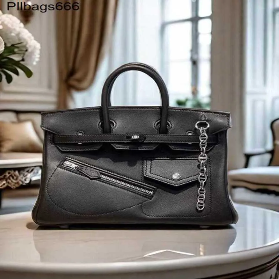 Designer Bag Birkinnss Womens Handbags BK Tote Bags Black Mamba Handmade  Swift Platinum 30cm Handbag Chain Decoration New Luxury XOGG