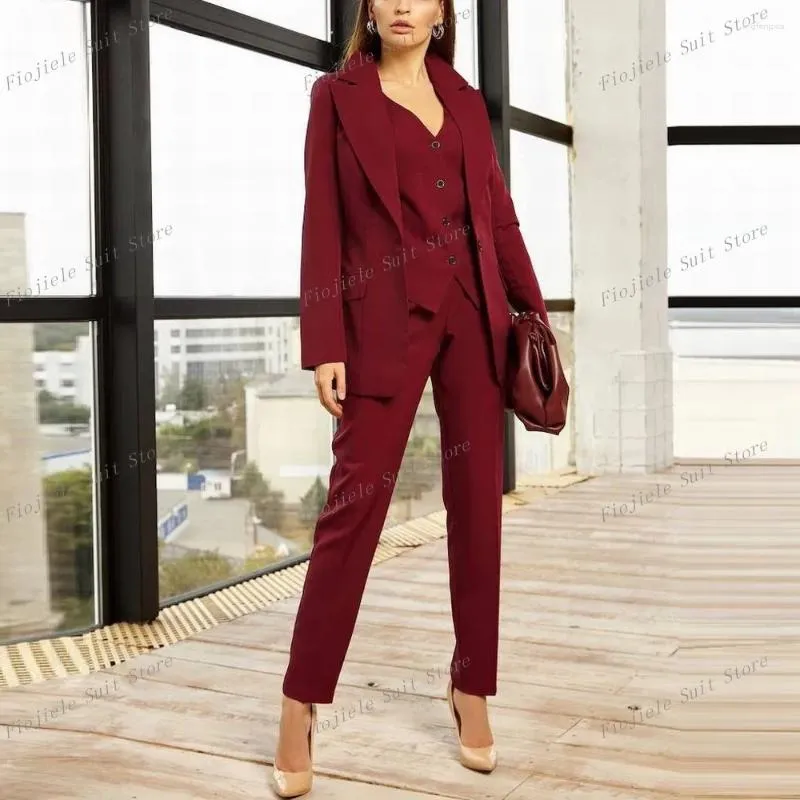 Burgundy Two Piece Womens Suit For Business Office Mothers Day Wedding And Formal Occasions Includes Dress Jackets For Women And Vest From Lingfengxia 93.52 DHgate.Com