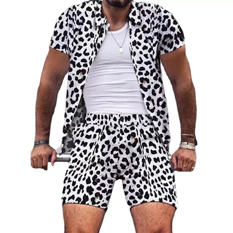 絶妙なデザイン DHgate.com:Leopard Print Summer Casual Two-Piece Mens Clothing