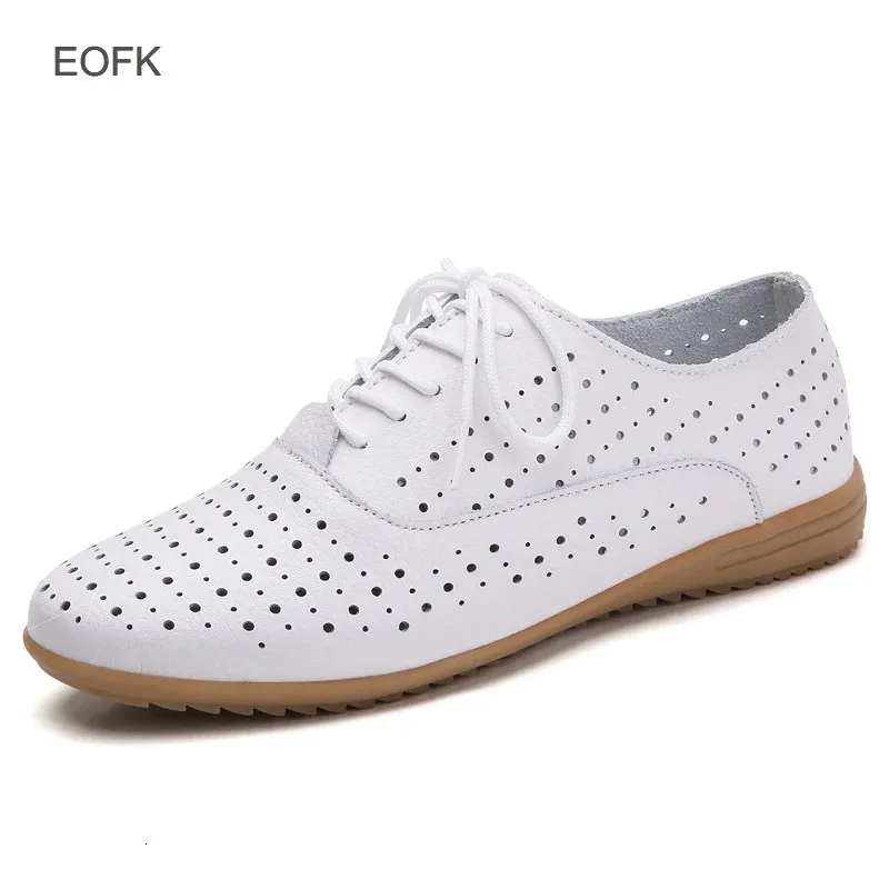 Scarpe Oxford da donna EOFK Primavera Autunno, ballerine casual in pelle con lacci, morbide e comode, modello Derby da donna 240607_voghion.com