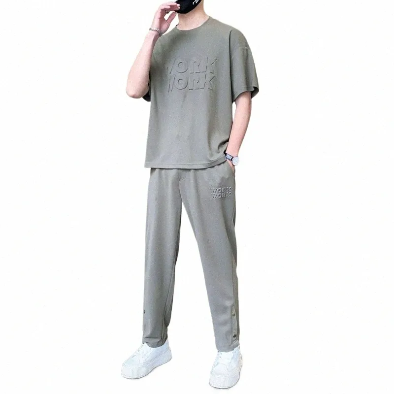 DHgate.com:Casual Mens Summer Outdoor Two-Piece Sets, Grey T