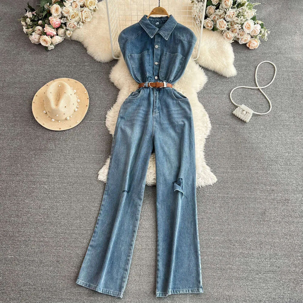 Damen Lässiger Weit Geschnittener Denim Jumpsuit – Bequeme Passform Outfit