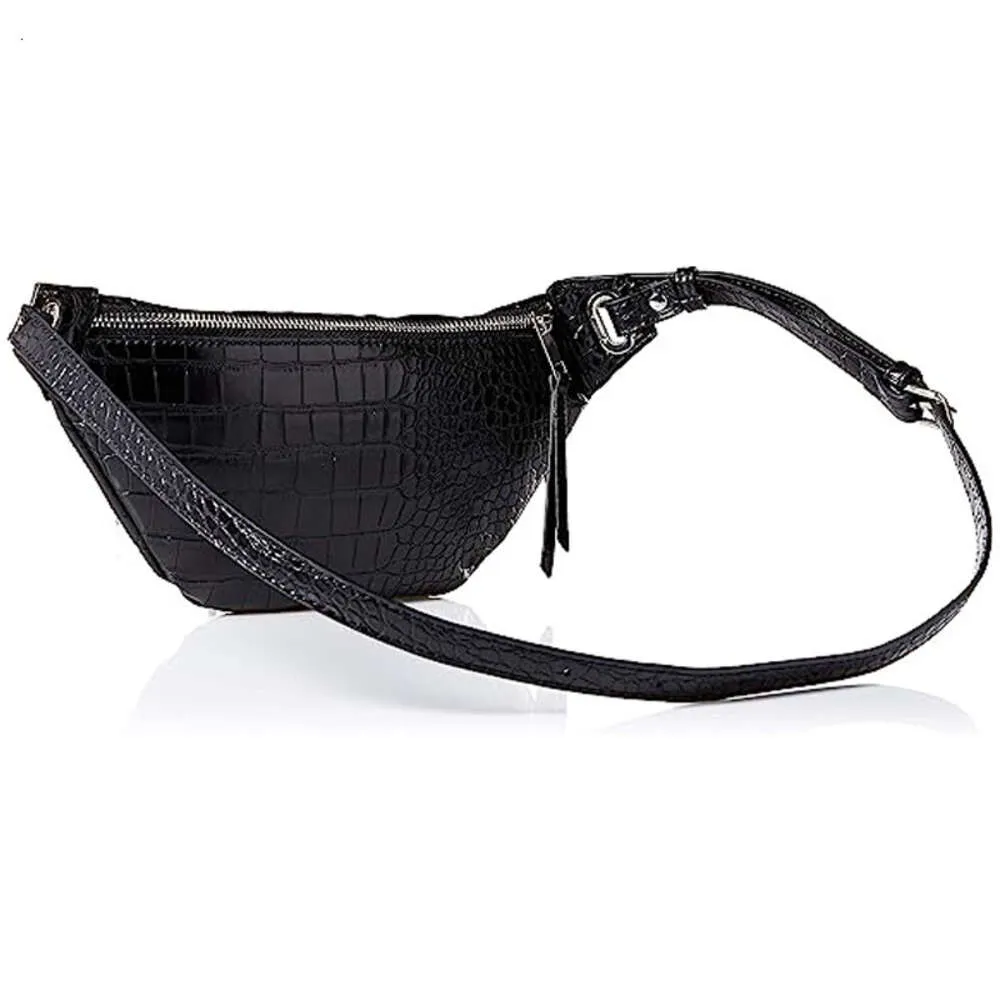1pc Black PU Leather Crocodile Pattern Motorcycle Style Shoulder Bag Handbag