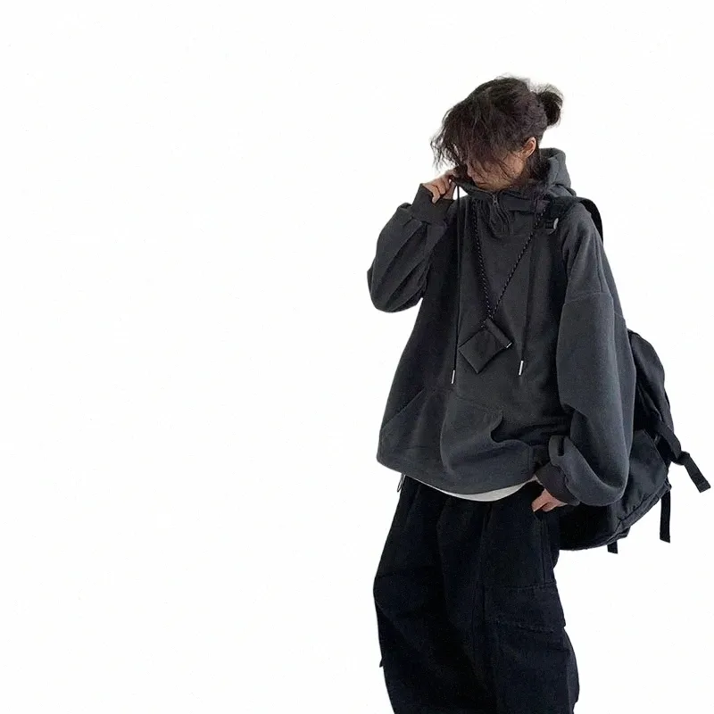 Men s Casual 2 Piece Harajuku Fleece Hoodie and Drawstring Cargo Pants Set