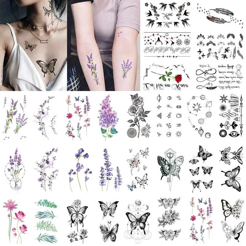 Lavender Waterproof Temporary tattoo sticker tattoo sticker