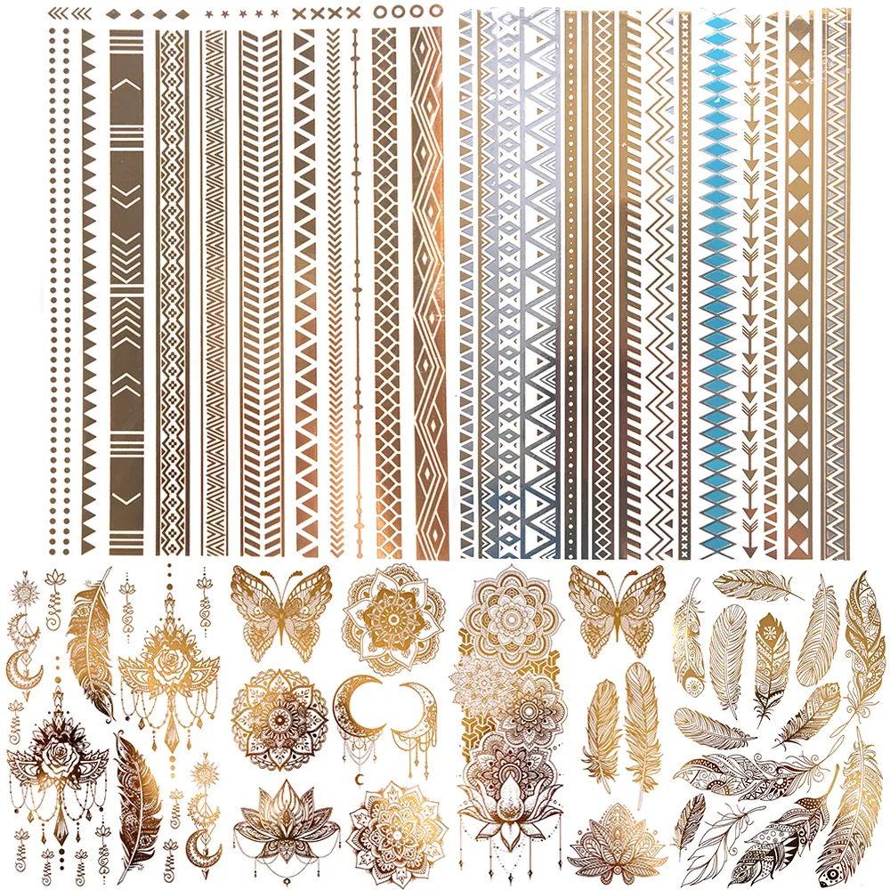 DHgate.com:Golden Thorn Metallic Temporary Tattoos - Waterproof 