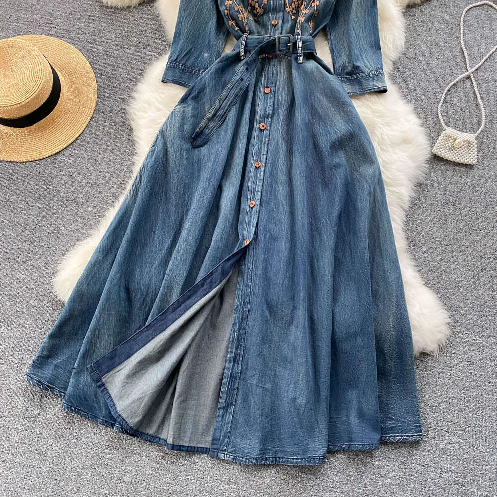 embroidery jean denim dress Zimmermann, Coco embroidered denim maxi dress, Women, Blue, US 2P, Dresses, Cotton